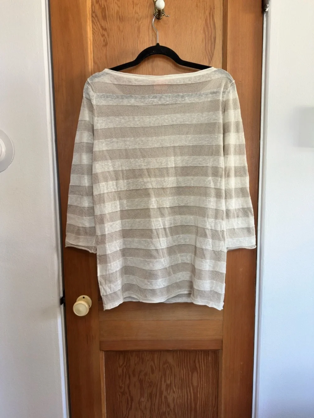 tory burch cotton linen blend metallic striped long sleeve lightweight sweater